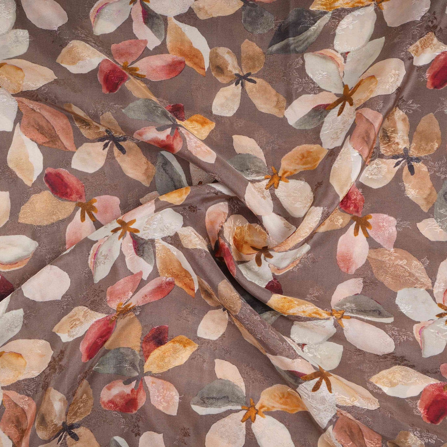 Green floral Jacquard Pure Crepe Fabric MTFG-31102