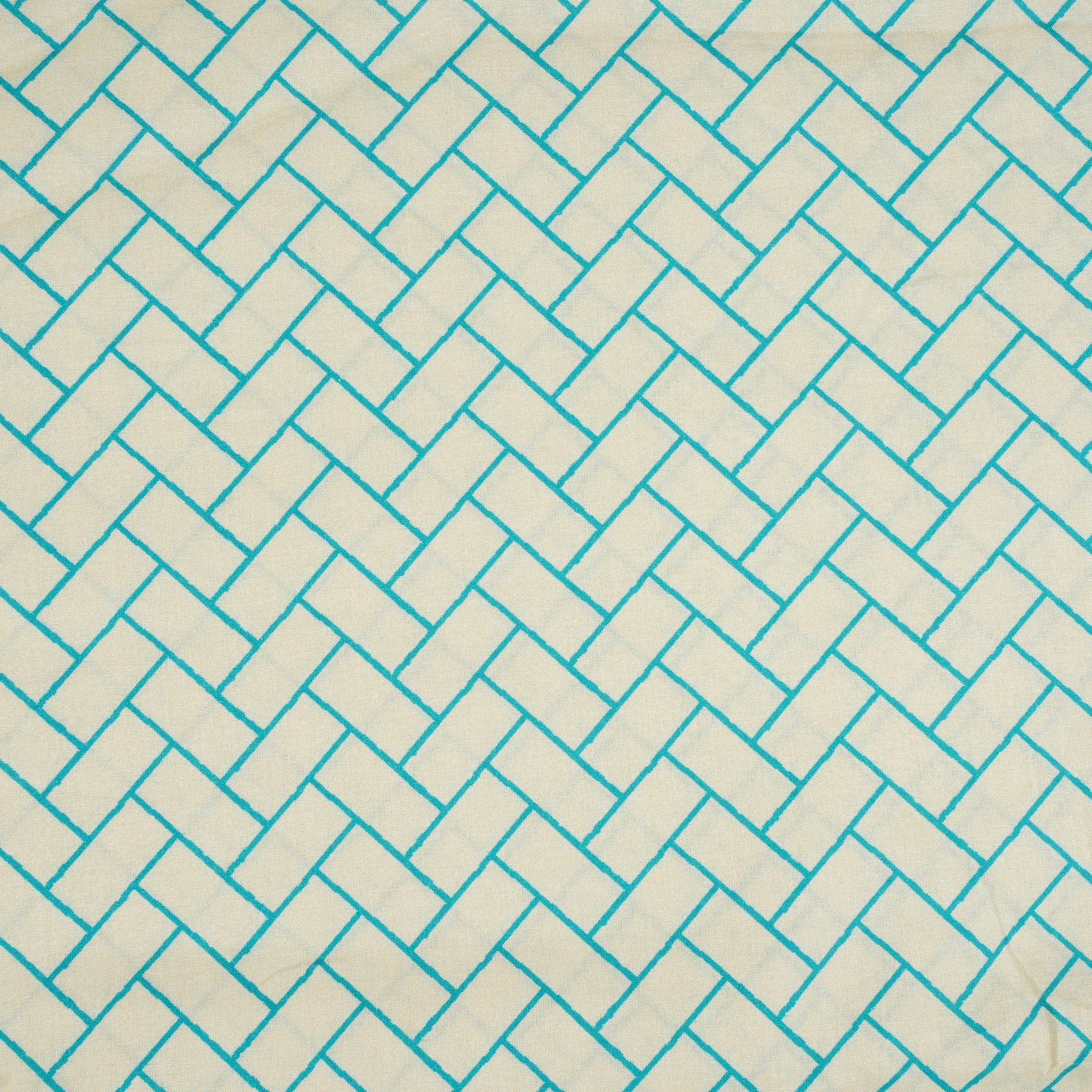 Aqua Blue Geomatrical Print Cotton Fabric MT-29478 - TradeUNO