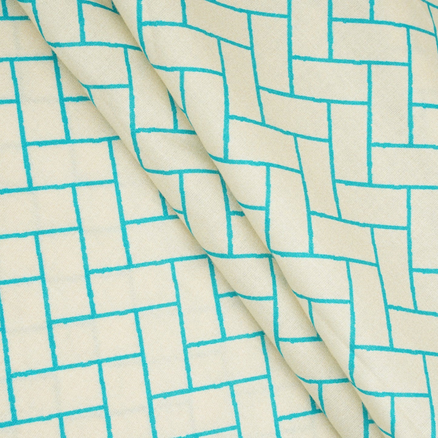 Aqua Blue Geomatrical Print Cotton Fabric MT-29478