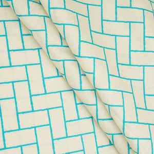 Aqua Blue Geomatrical Print Cotton Fabric MT-29478 - TradeUNO