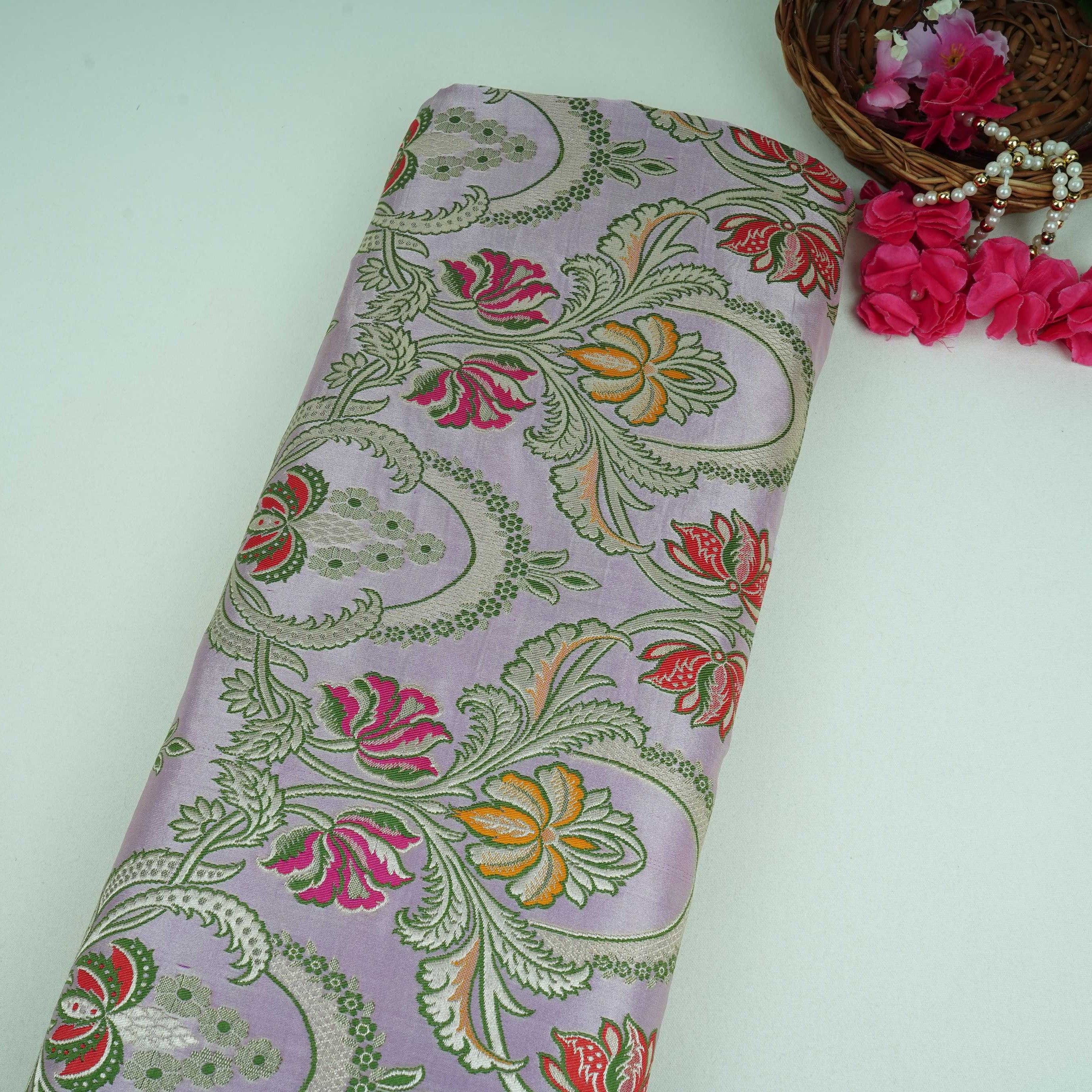 Lavender Kimkhab Brocade Fabric HMSS-32788
