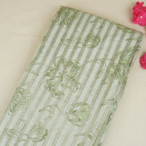 Green Floral Print Tissue Chanderi Fabric MT-29489 - TradeUNO