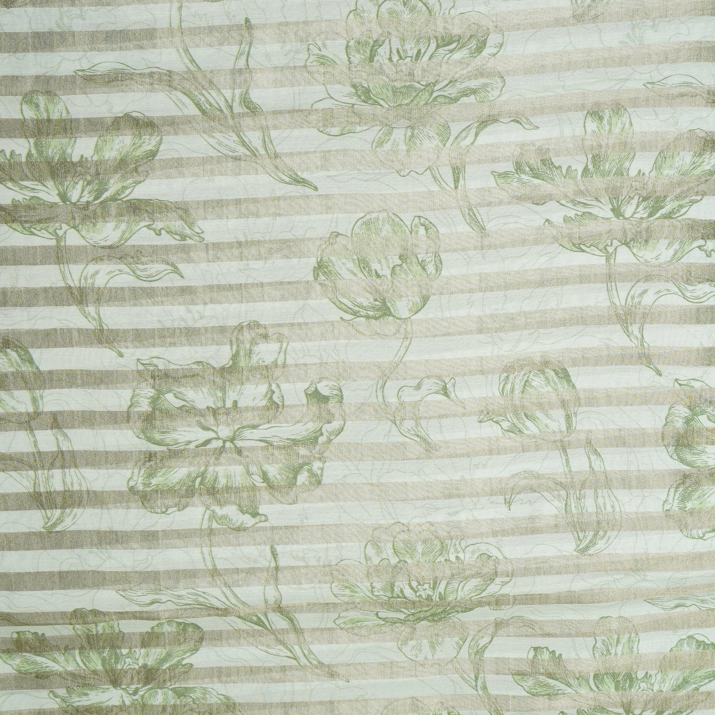 Green Floral Print Tissue Chanderi Fabric MT-29489