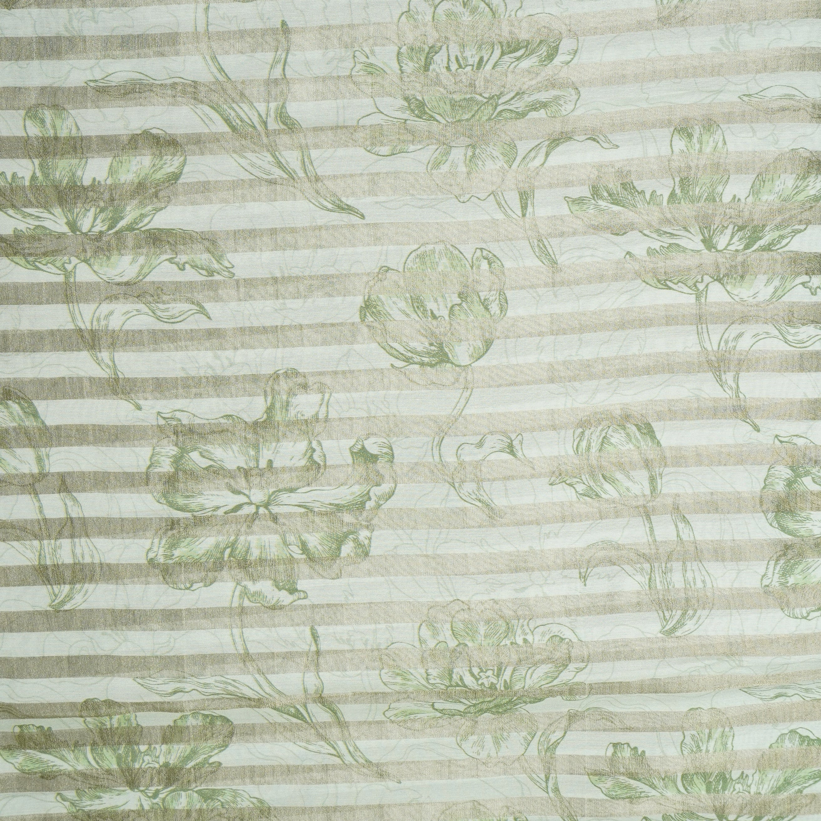 Green Floral Print Tissue Chanderi Fabric MT-29489 - TradeUNO