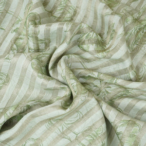 Green Floral Print Tissue Chanderi Fabric MT-29489 - TradeUNO