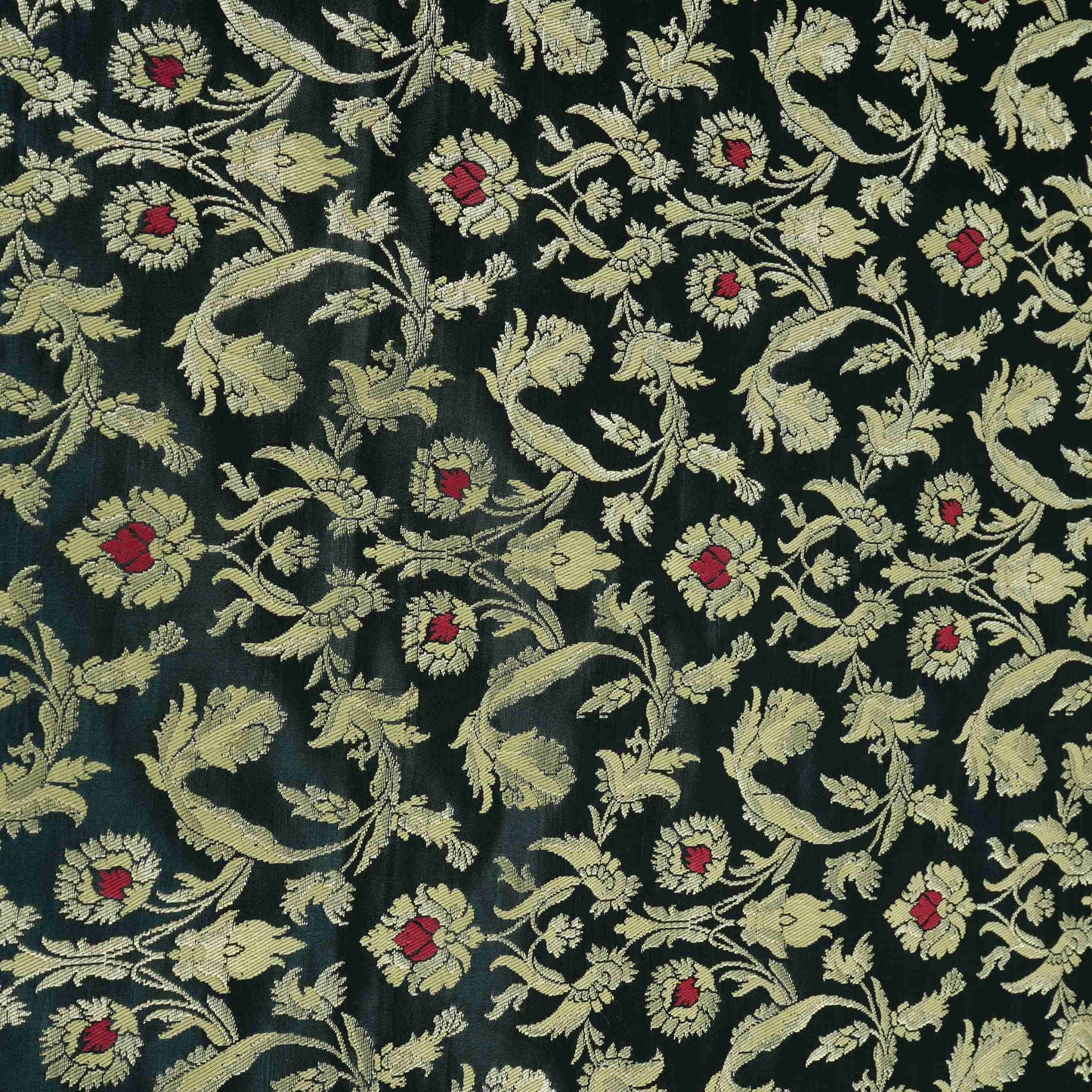 Black Alfi Meena Kimkhab Brocade Fabric HMSS-32770