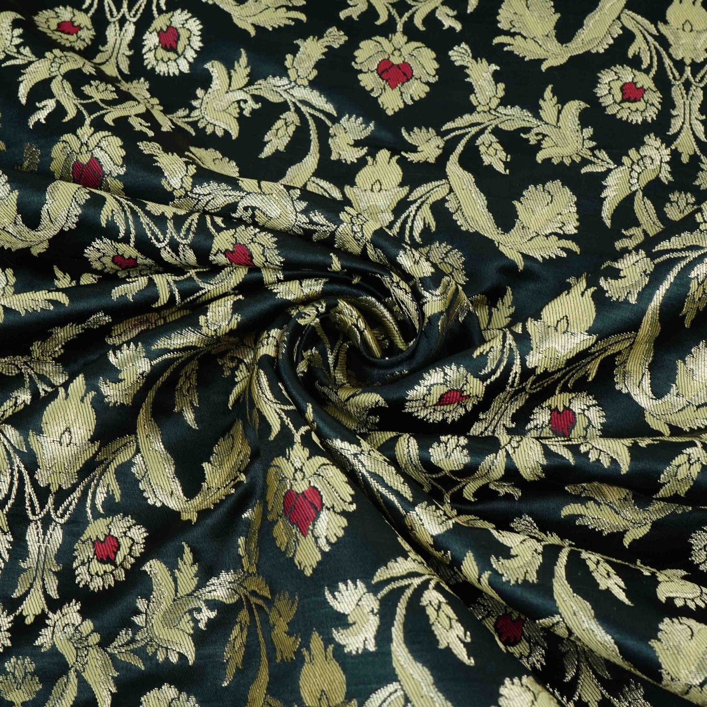 Black Alfi Meena Kimkhab Brocade Fabric HMSS-32770