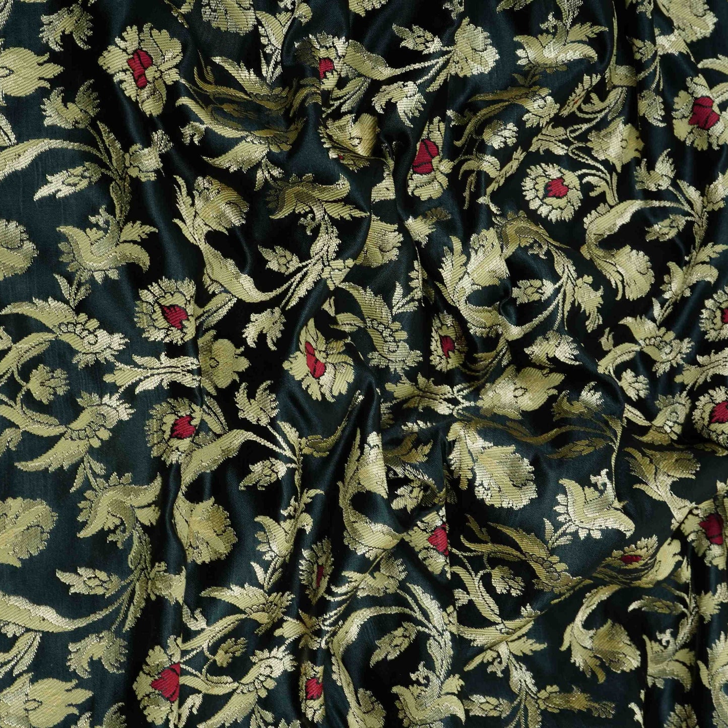 Black Alfi Meena Kimkhab Brocade Fabric HMSS-32770