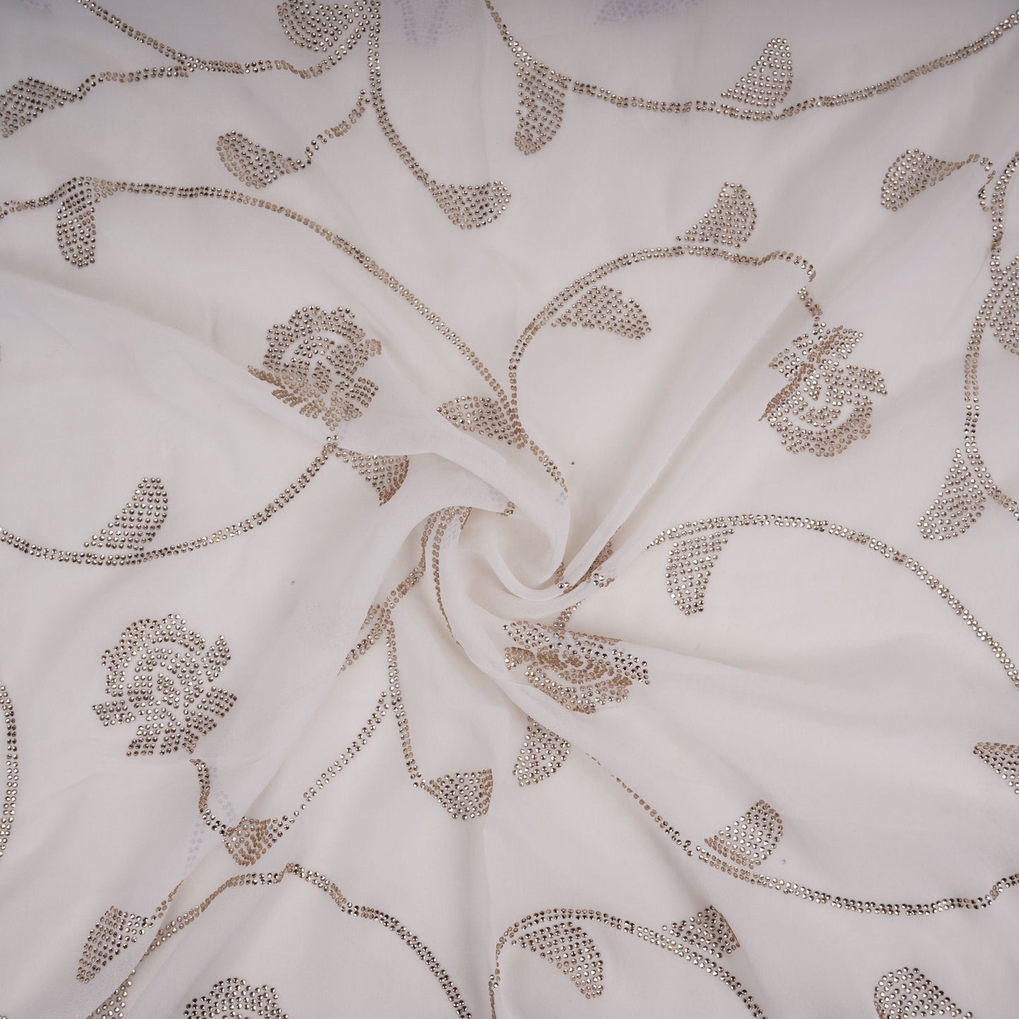 White Dyeable Swarovski embroidery Georgette Fabric SU-31035