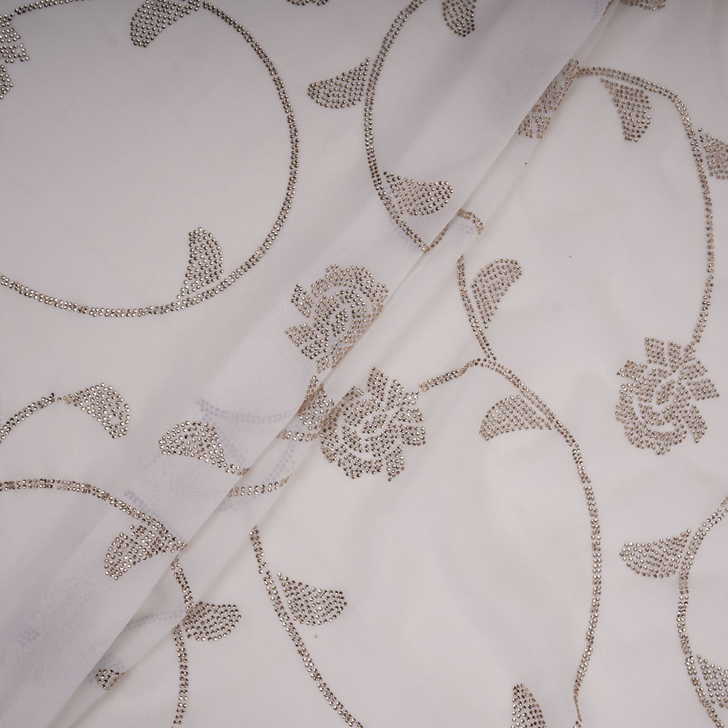 White Dyeable Swarovski embroidery Georgette Fabric SU-31035