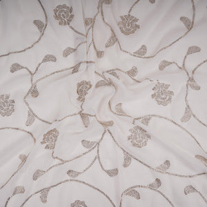 White Dyeable Swarovski embroidery Georgette Fabric SU-31035 - TradeUNO