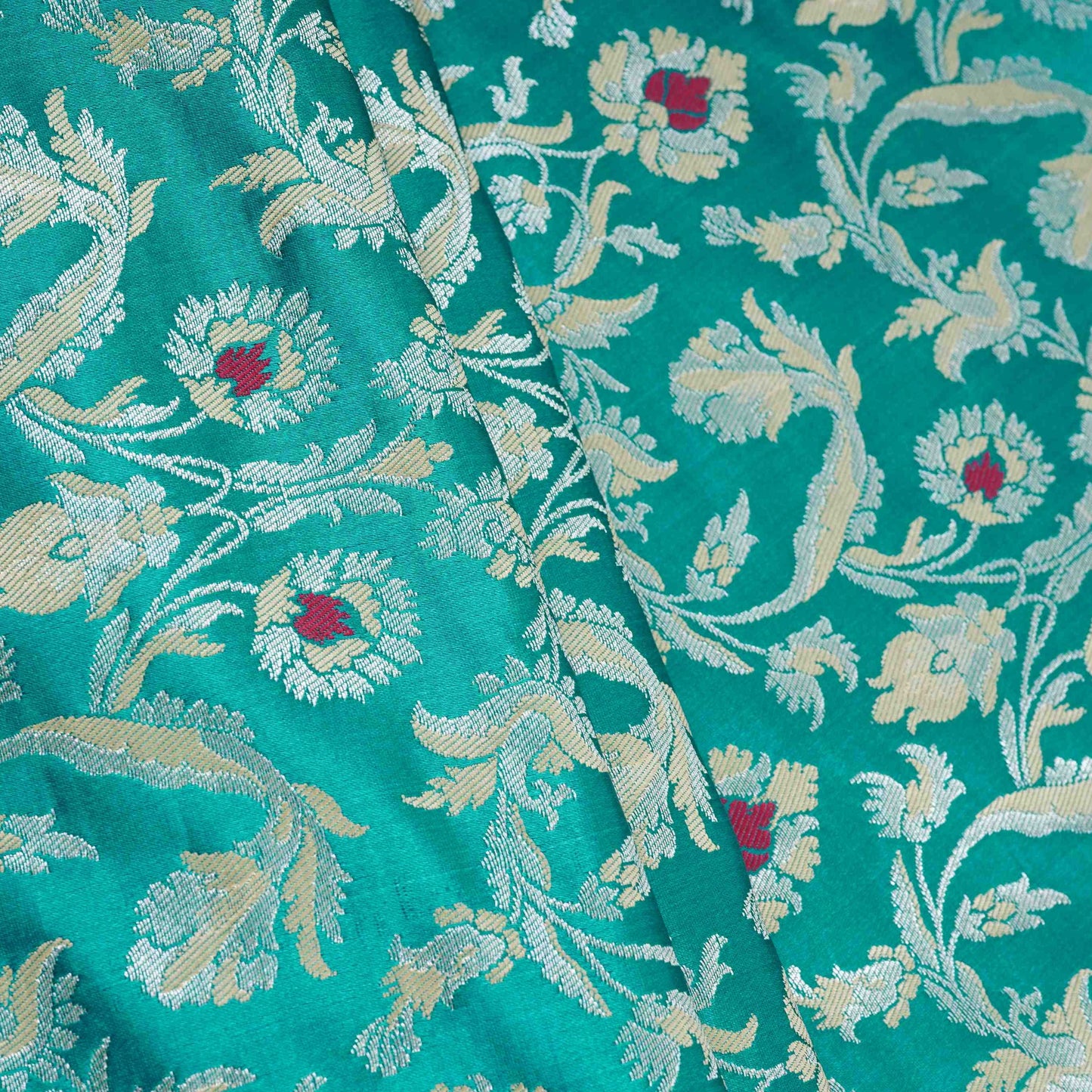 Green Alfi Meena Kimkhab Brocade Fabric HMSS-32772