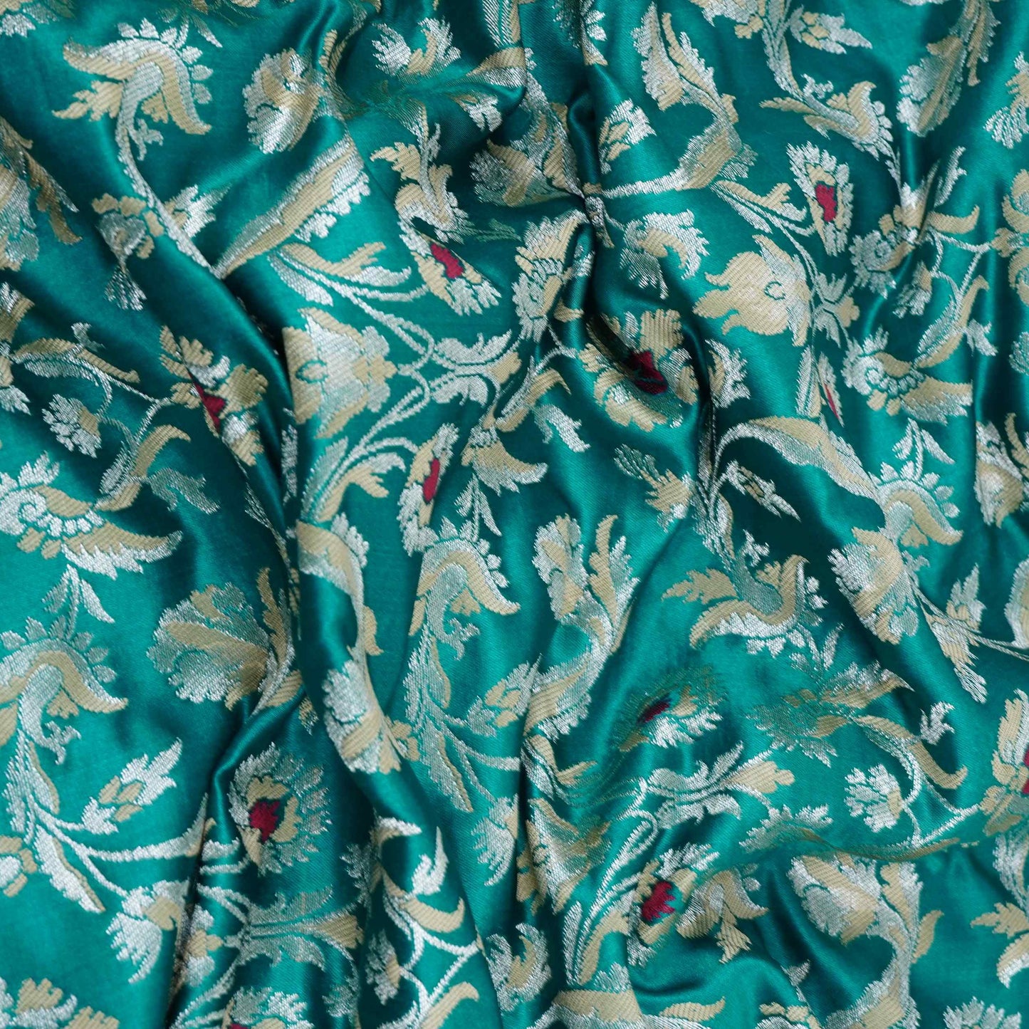 Green Alfi Meena Kimkhab Brocade Fabric HMSS-32772
