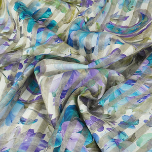 Off White with Multicolor Floral Print Tissue Chanderi Fabric MT-29488 - TradeUNO