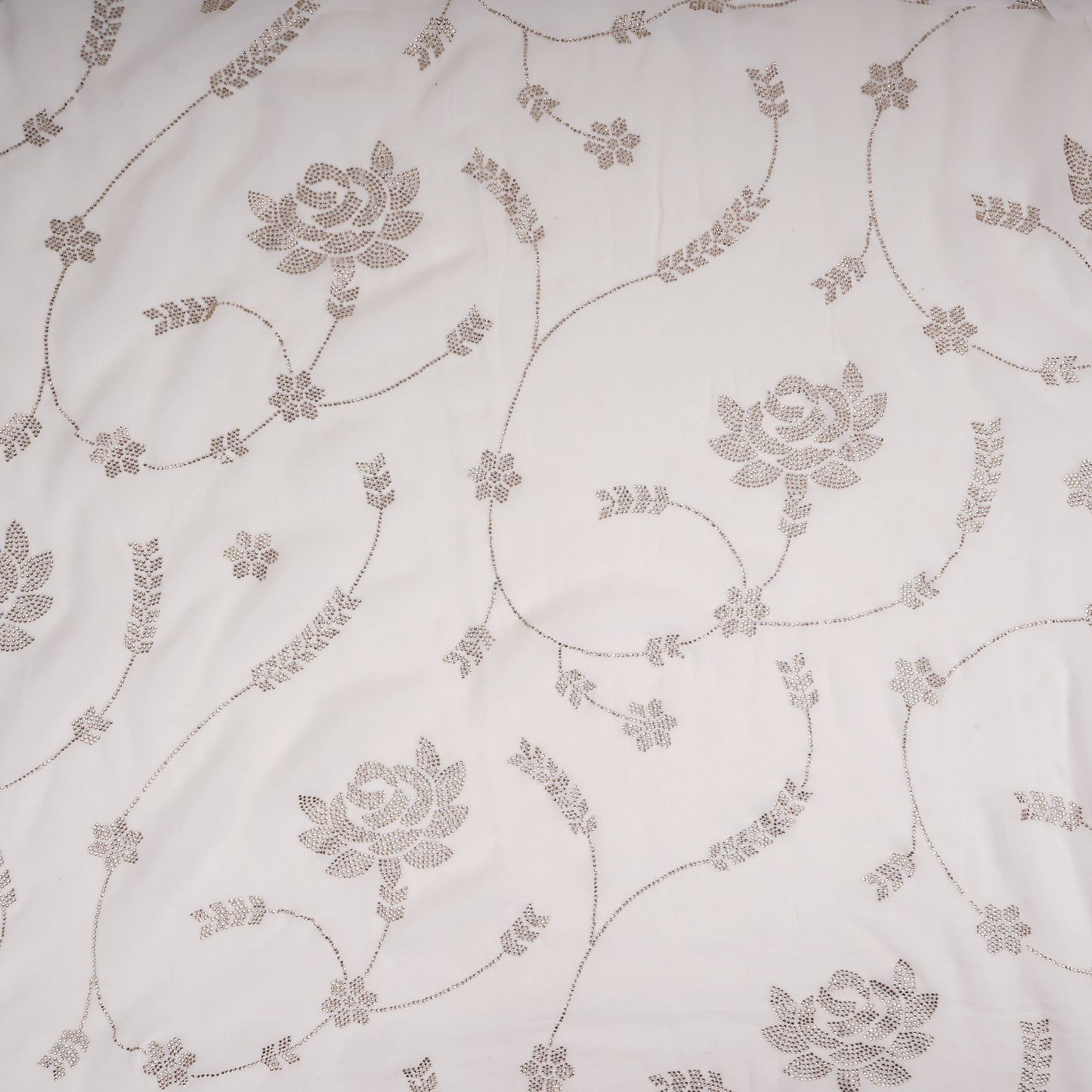 White Dyeable Swarovski embroidery Georgette Fabric SU-31034