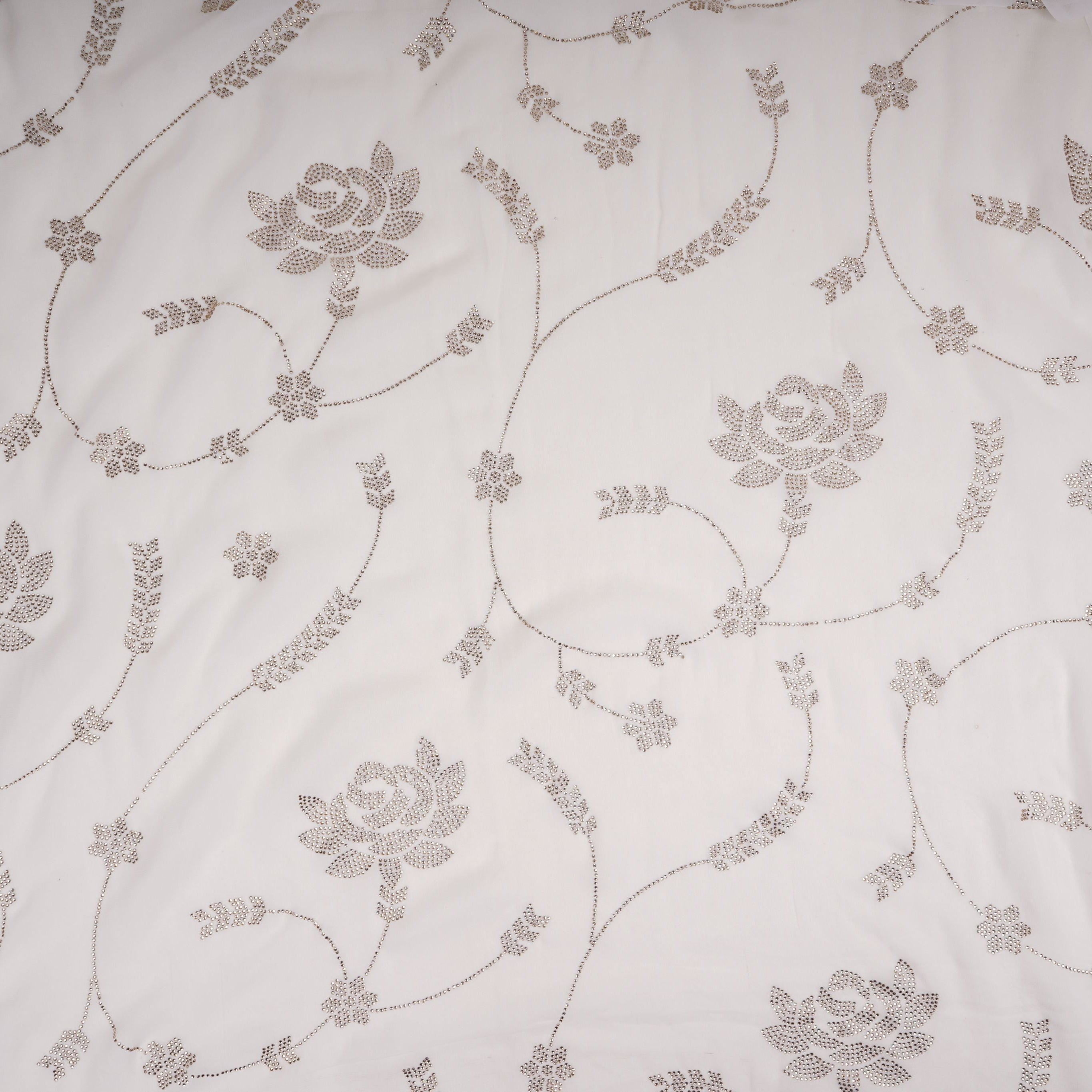 White Dyeable Swarovski embroidery Georgette Fabric SU-31034 - TradeUNO
