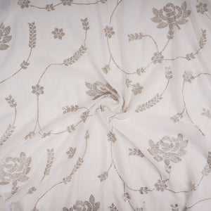 White Dyeable Swarovski embroidery Georgette Fabric SU-31034 - TradeUNO