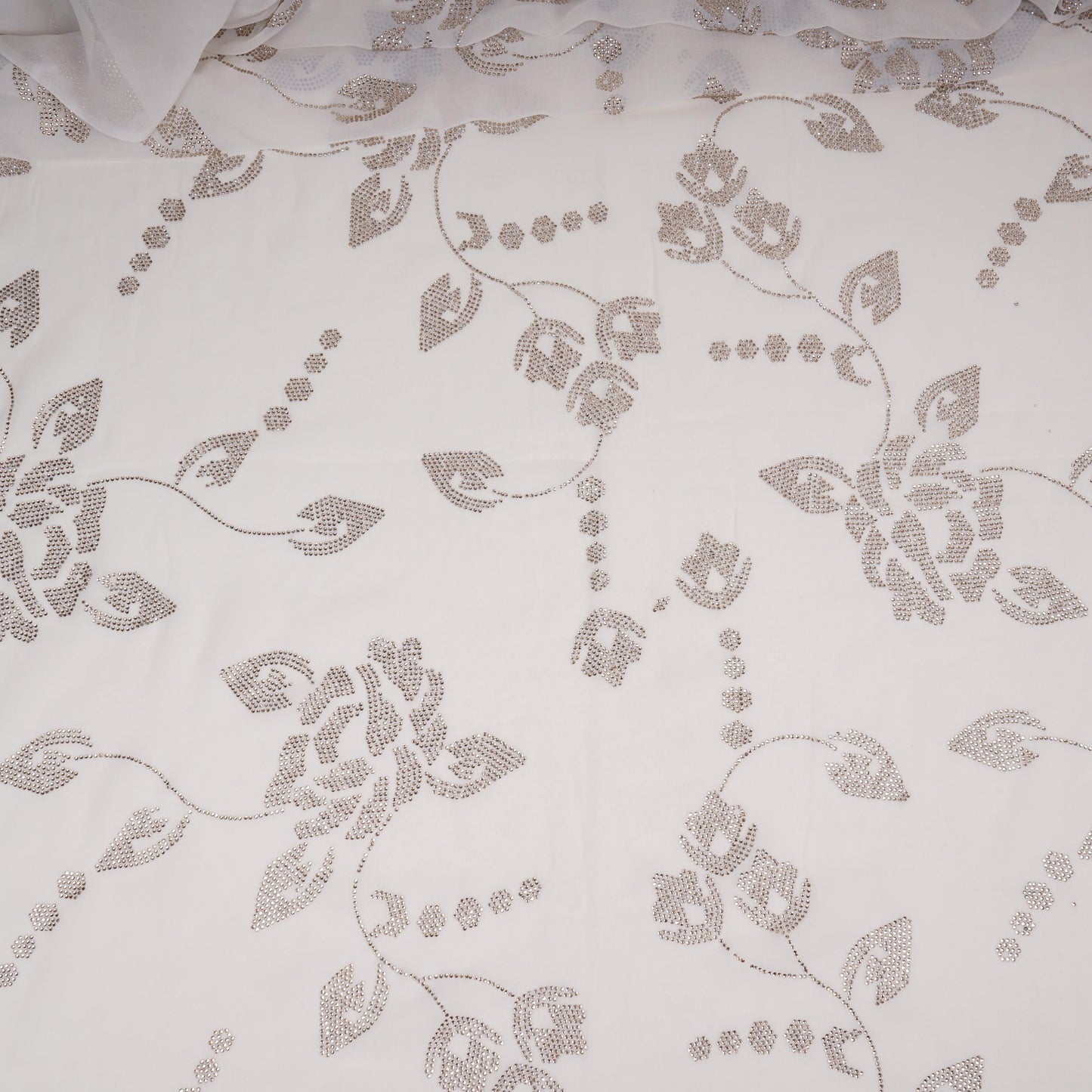 White Dyeable Swarovski embroidery Georgette Fabric SU-31033