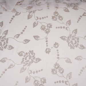 White Dyeable Swarovski embroidery Georgette Fabric SU-31033 - TradeUNO
