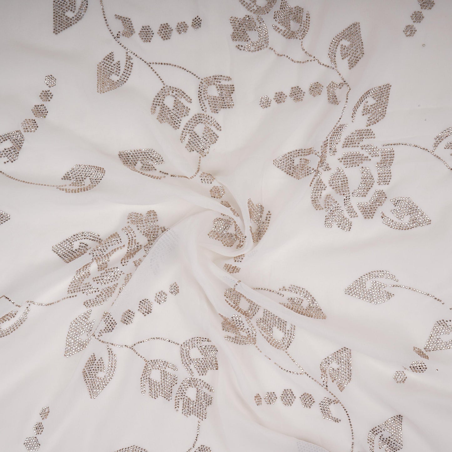 White Dyeable Swarovski embroidery Georgette Fabric SU-31033