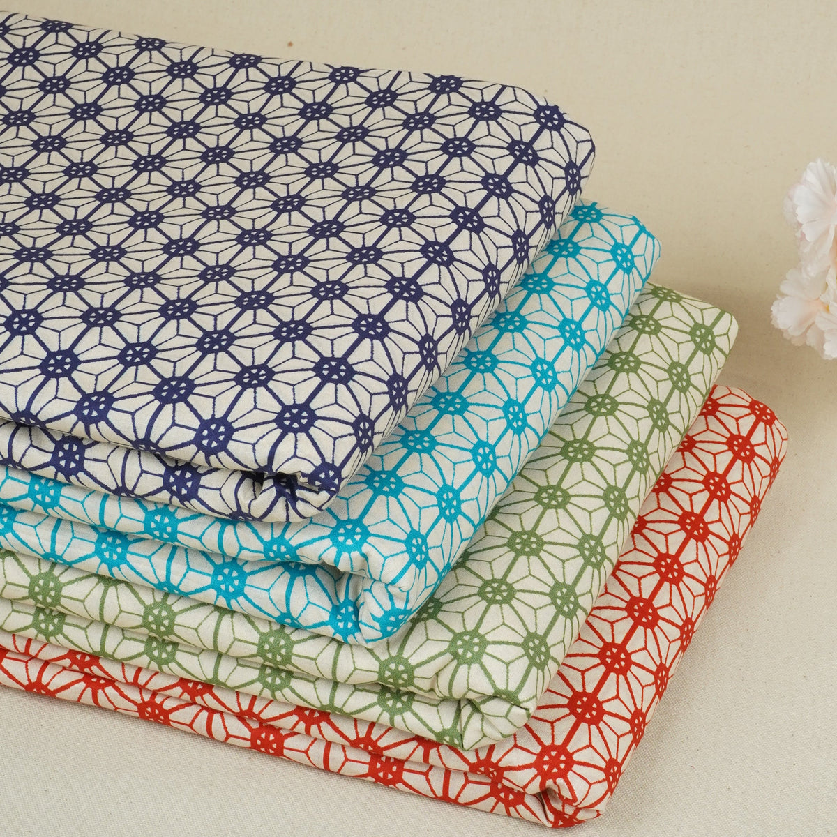 Green Geomatrical Print Cotton Fabric MT-29479 - TradeUNO