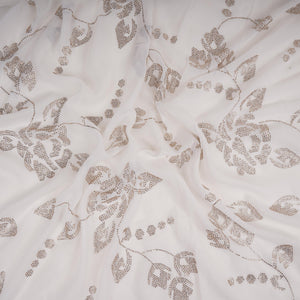 White Dyeable Swarovski embroidery Georgette Fabric SU-31033 - TradeUNO