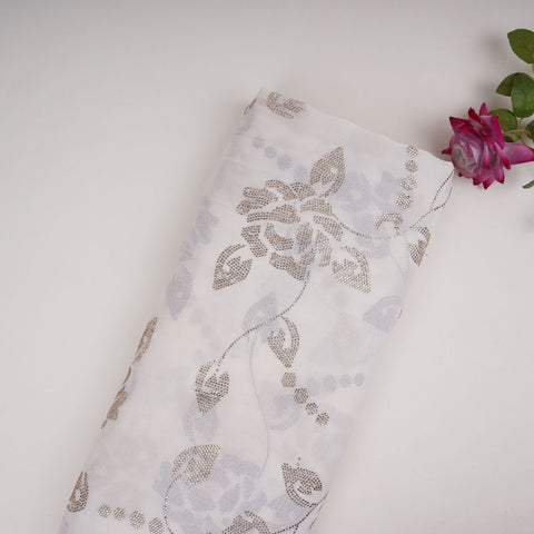 White Dyeable Swarovski embroidery Georgette Fabric SU-31033