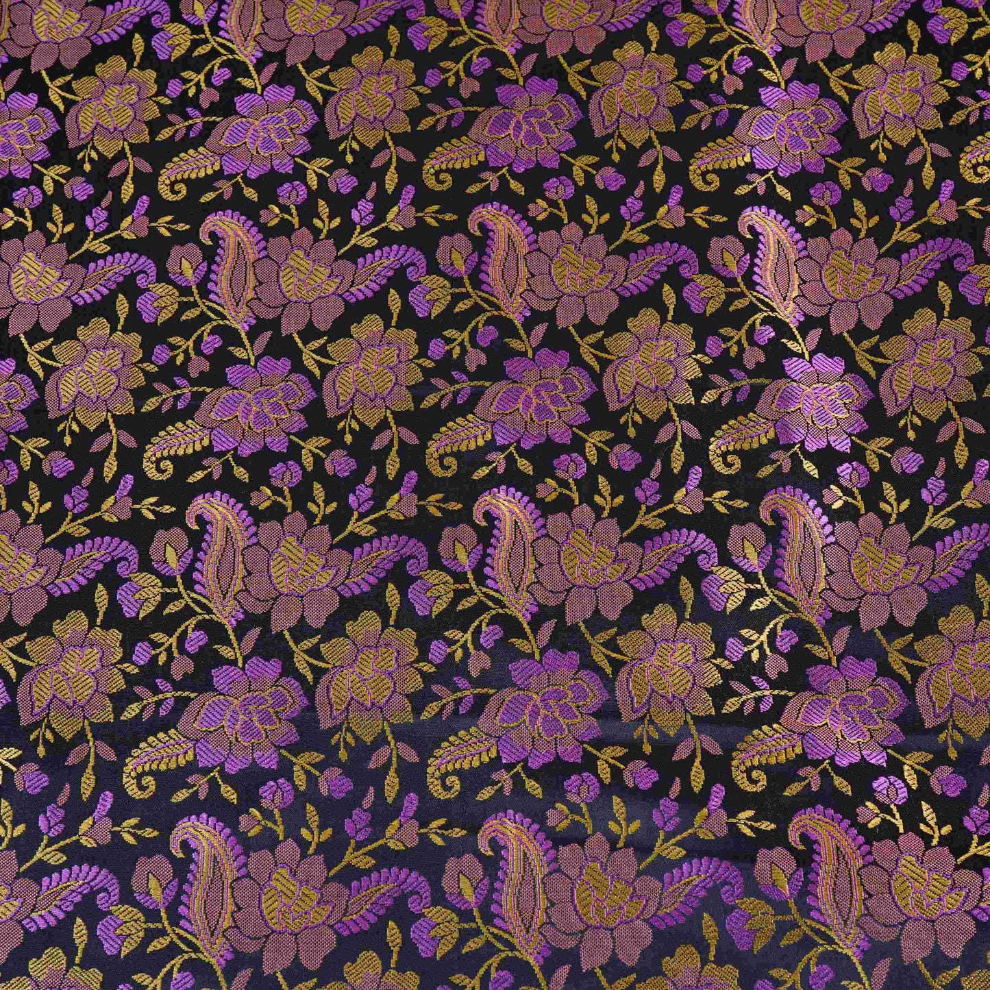 Black Jamawar Resham Meena Kari Dohra Brocade Fabric HMSS-32745
