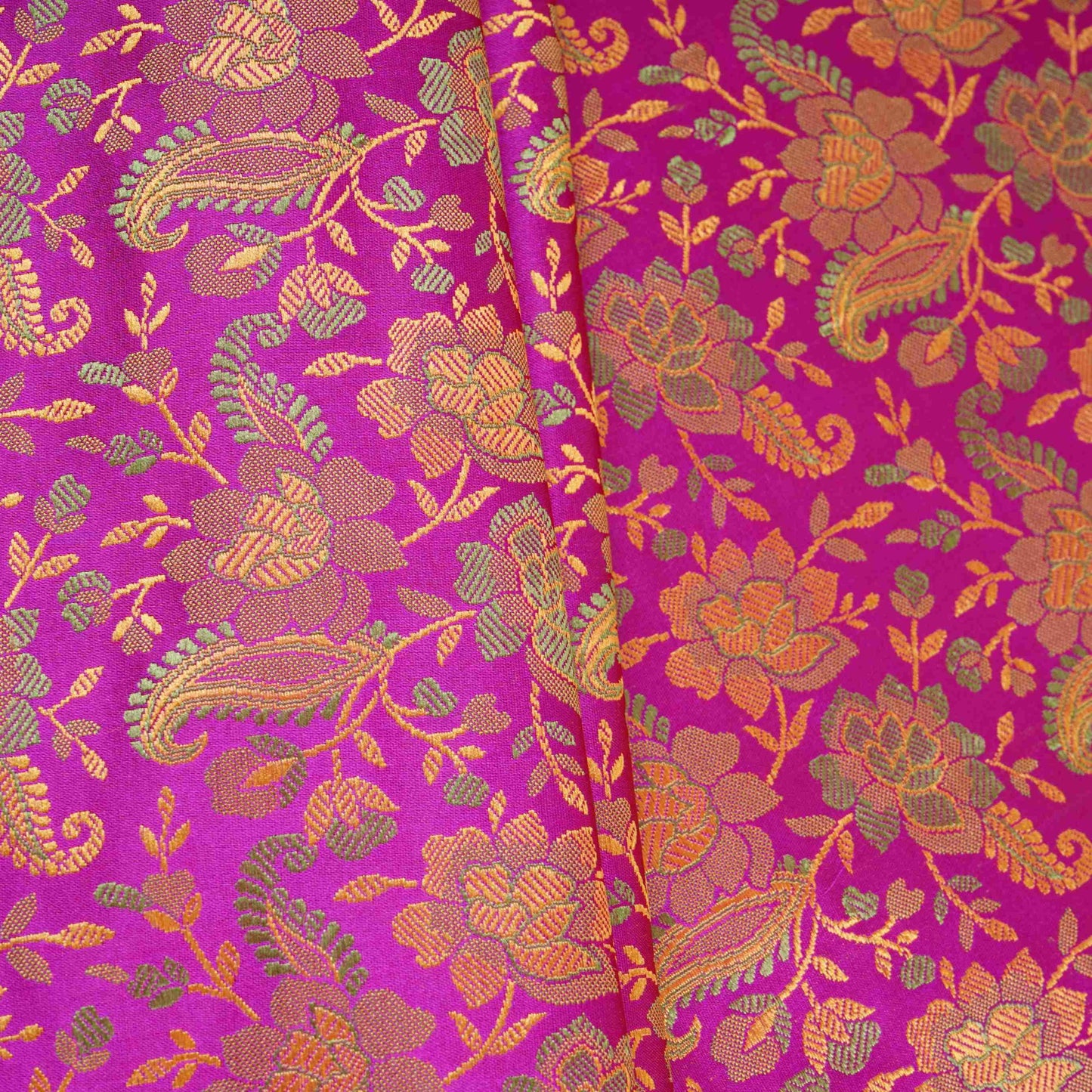 Magenta Jamawar Resham Meena Kari Dohra Brocade Fabric HMSS-32744