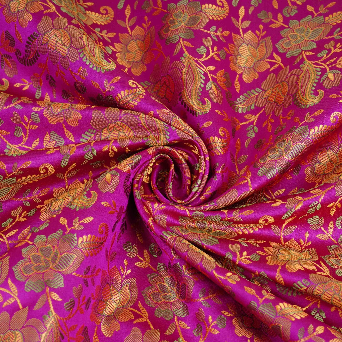 Magenta Jamawar Resham Meena Kari Dohra Brocade Fabric HMSS-32744