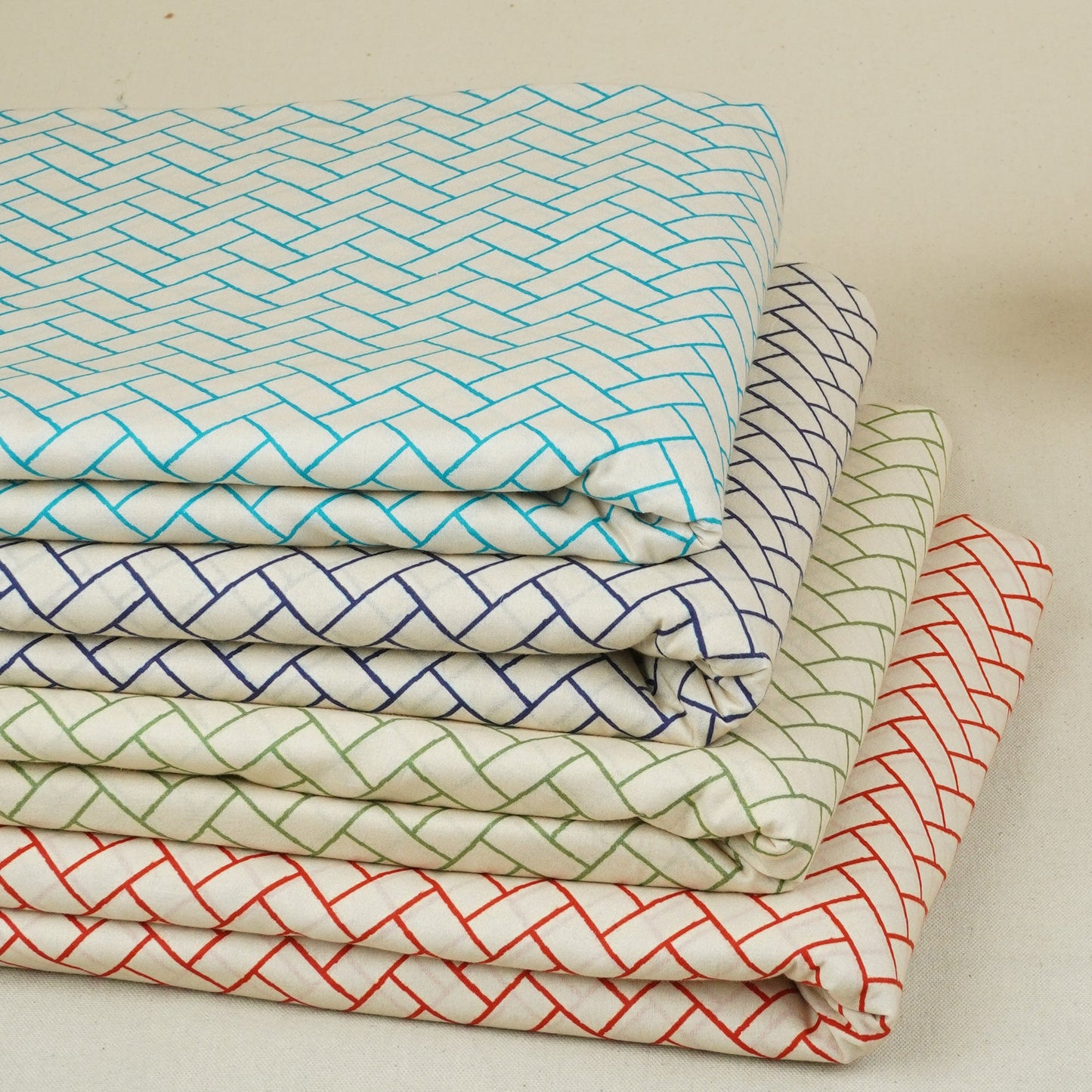 Red Geomatrical Print Cotton Fabric MT-29480