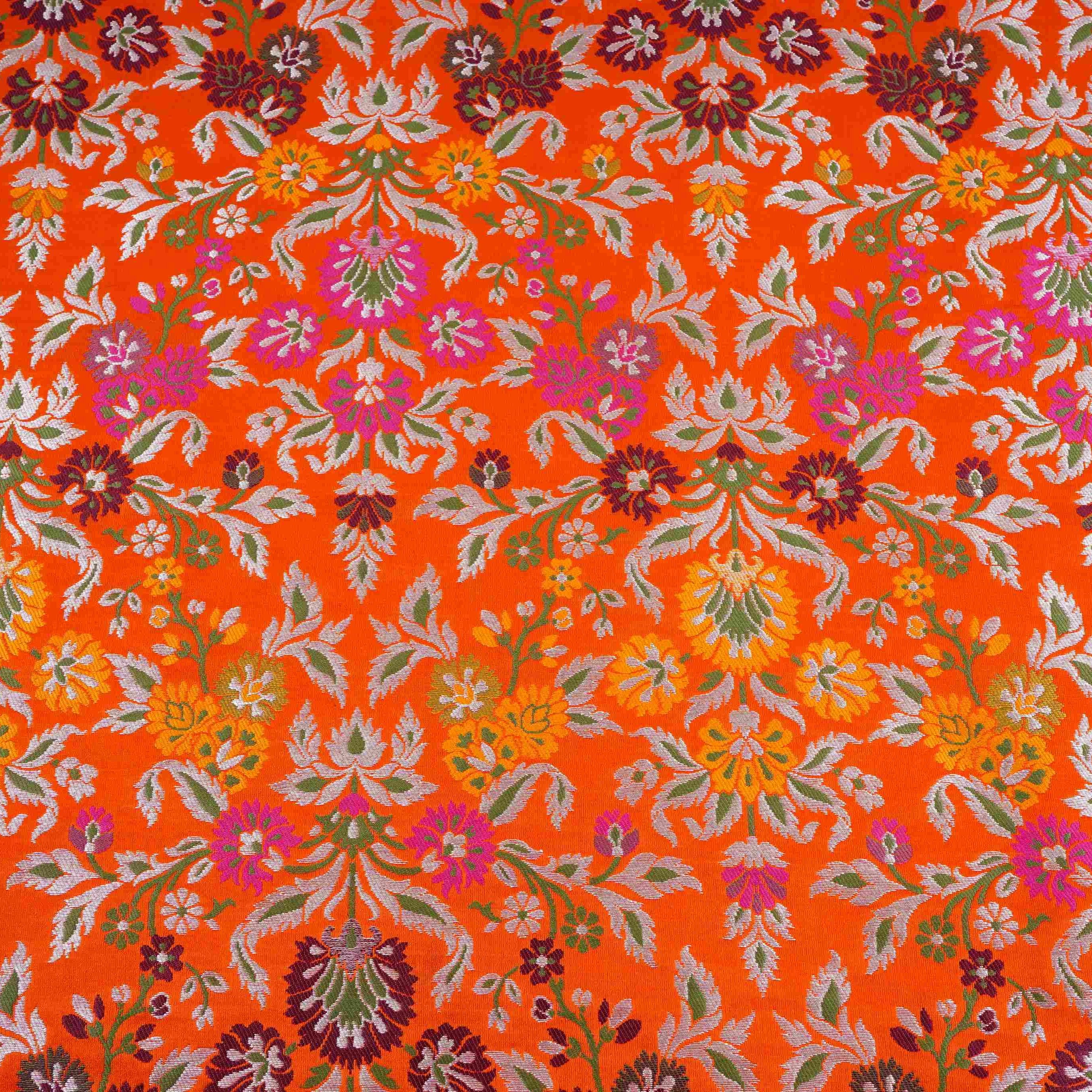 Orange Kimkhab Brocade Fabric HMSS-32796