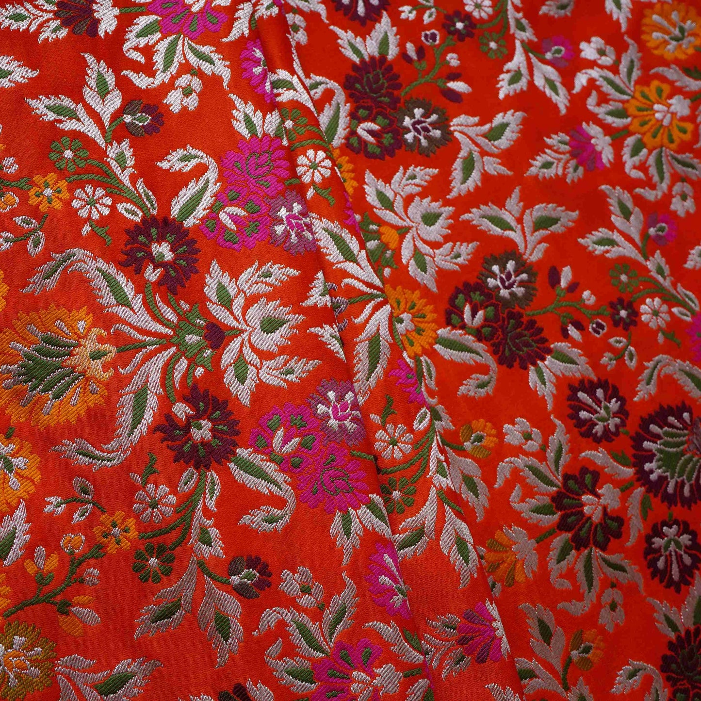 Orange Kimkhab Brocade Fabric HMSS-32796