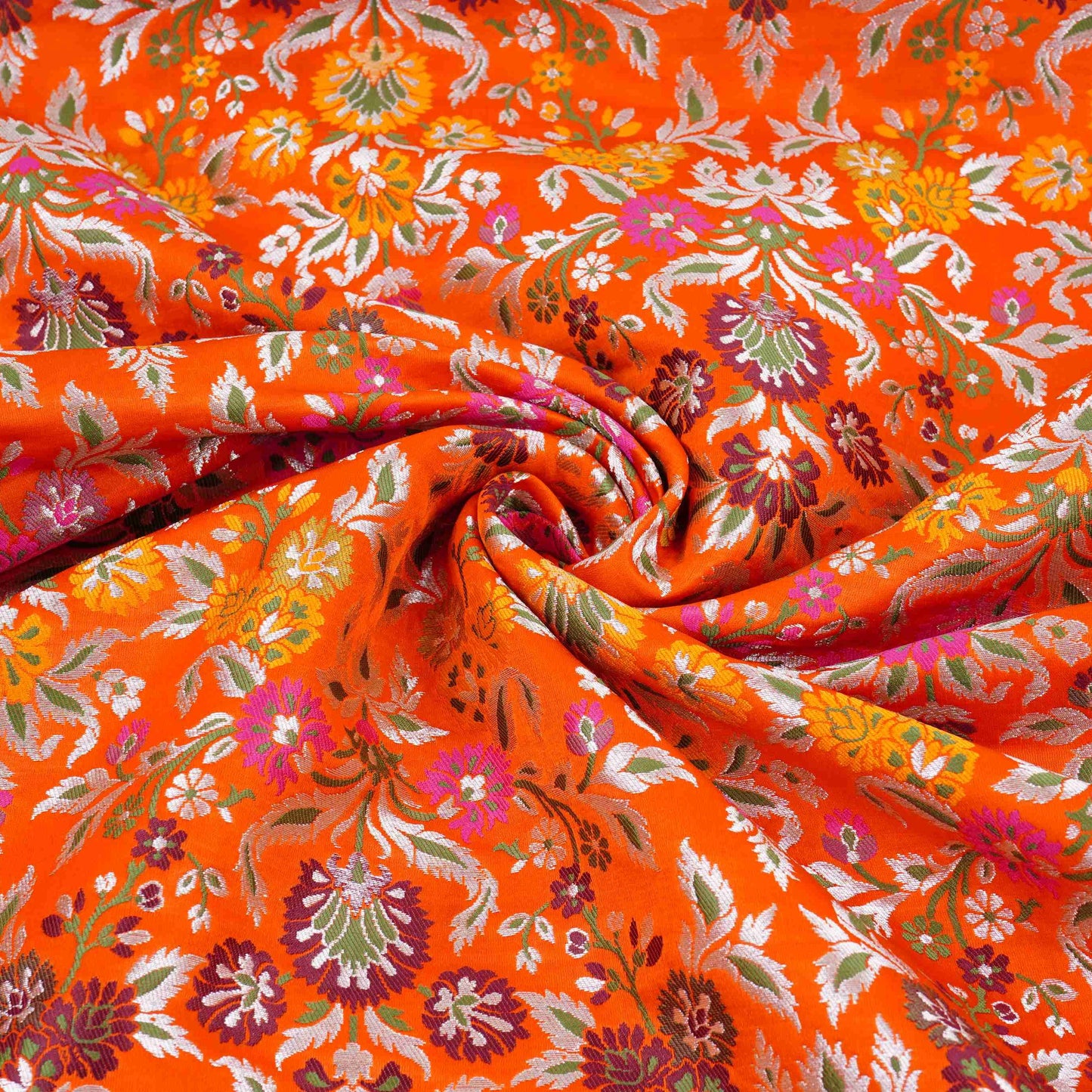 Orange Kimkhab Brocade Fabric HMSS-32796