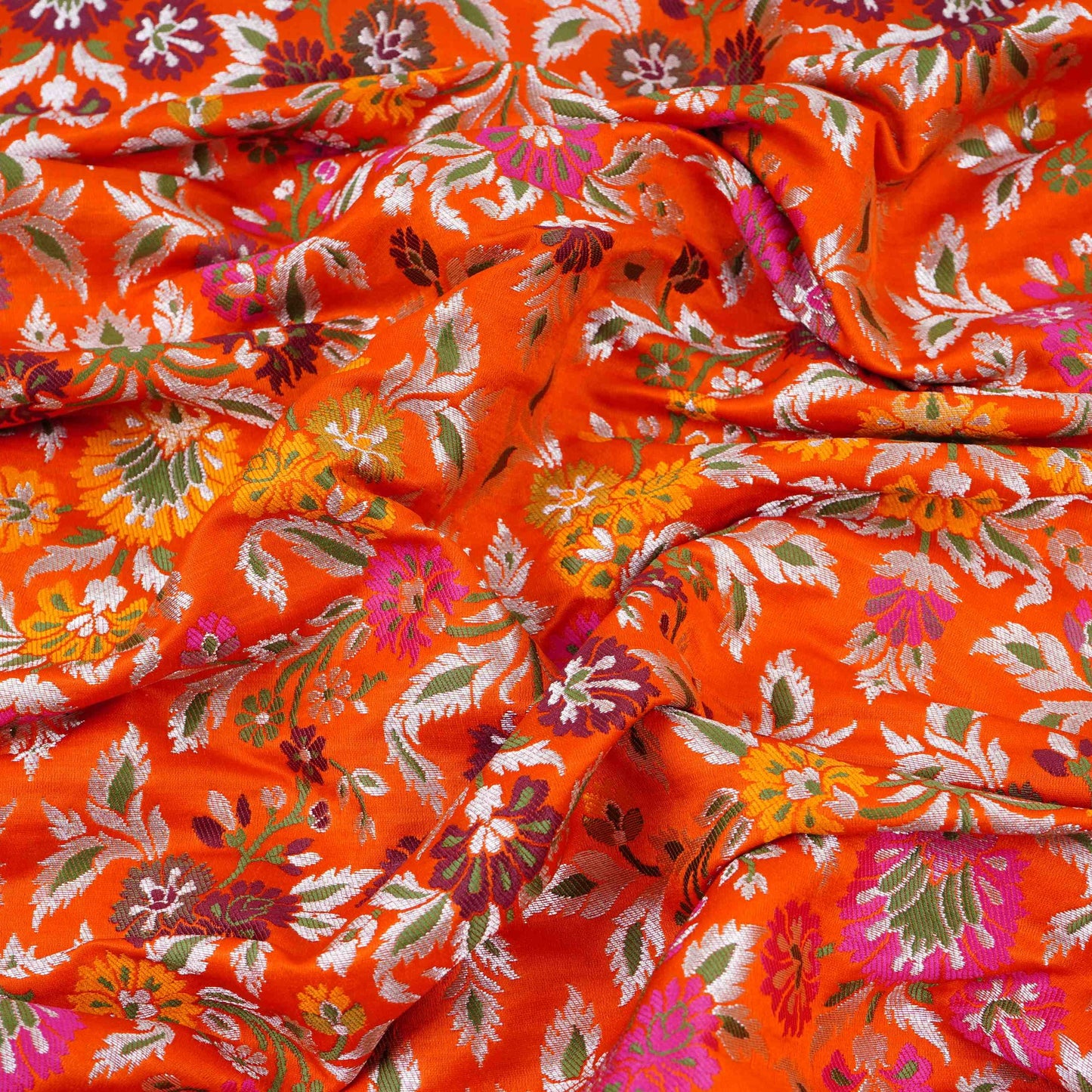 Orange Kimkhab Brocade Fabric HMSS-32796