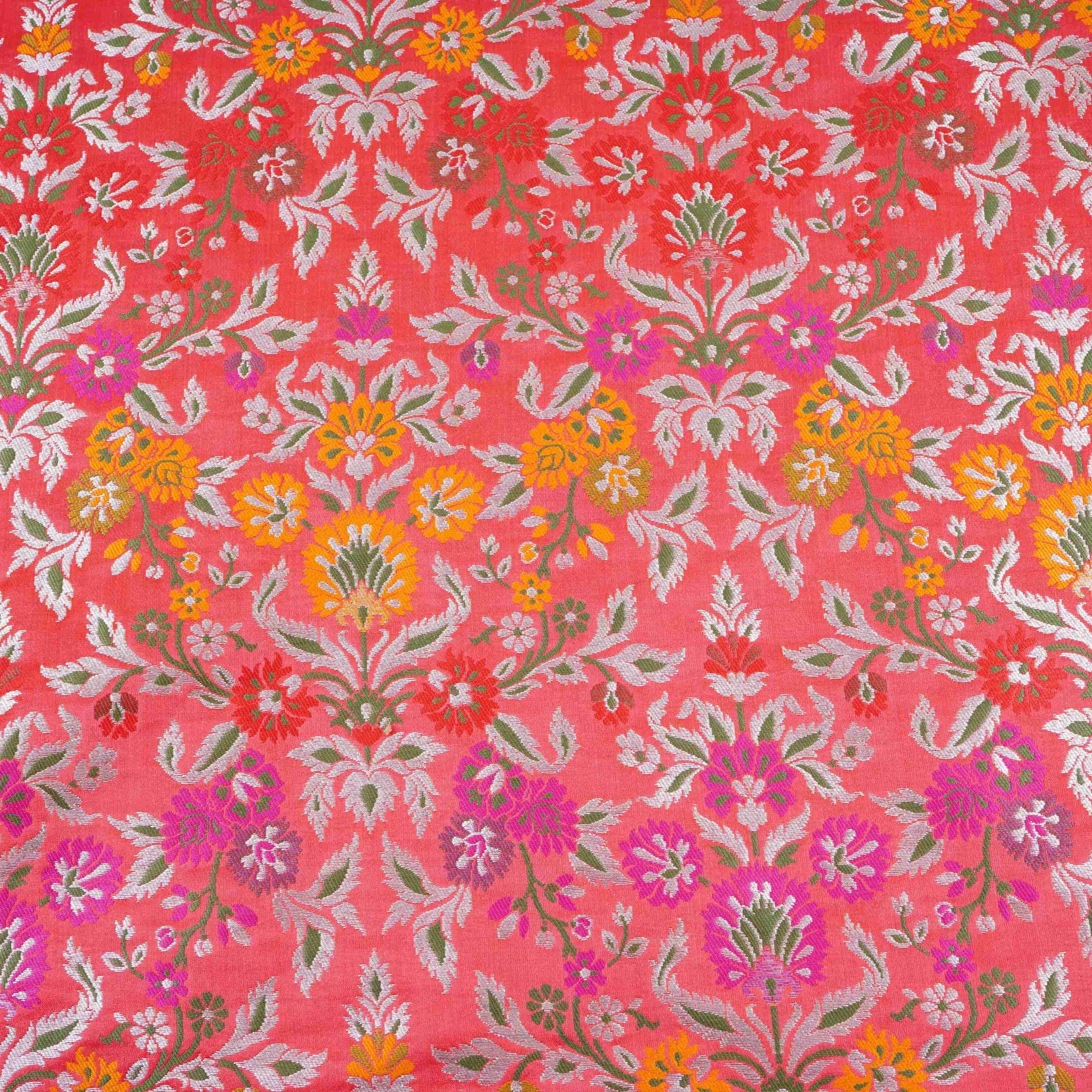 Red Kimkhab Brocade Fabric HMSS-32795