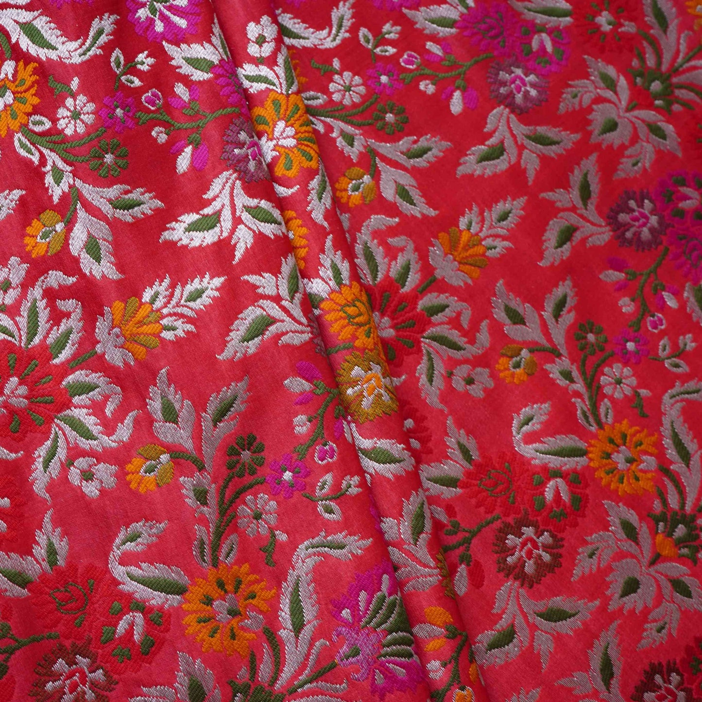 Red Kimkhab Brocade Fabric HMSS-32795