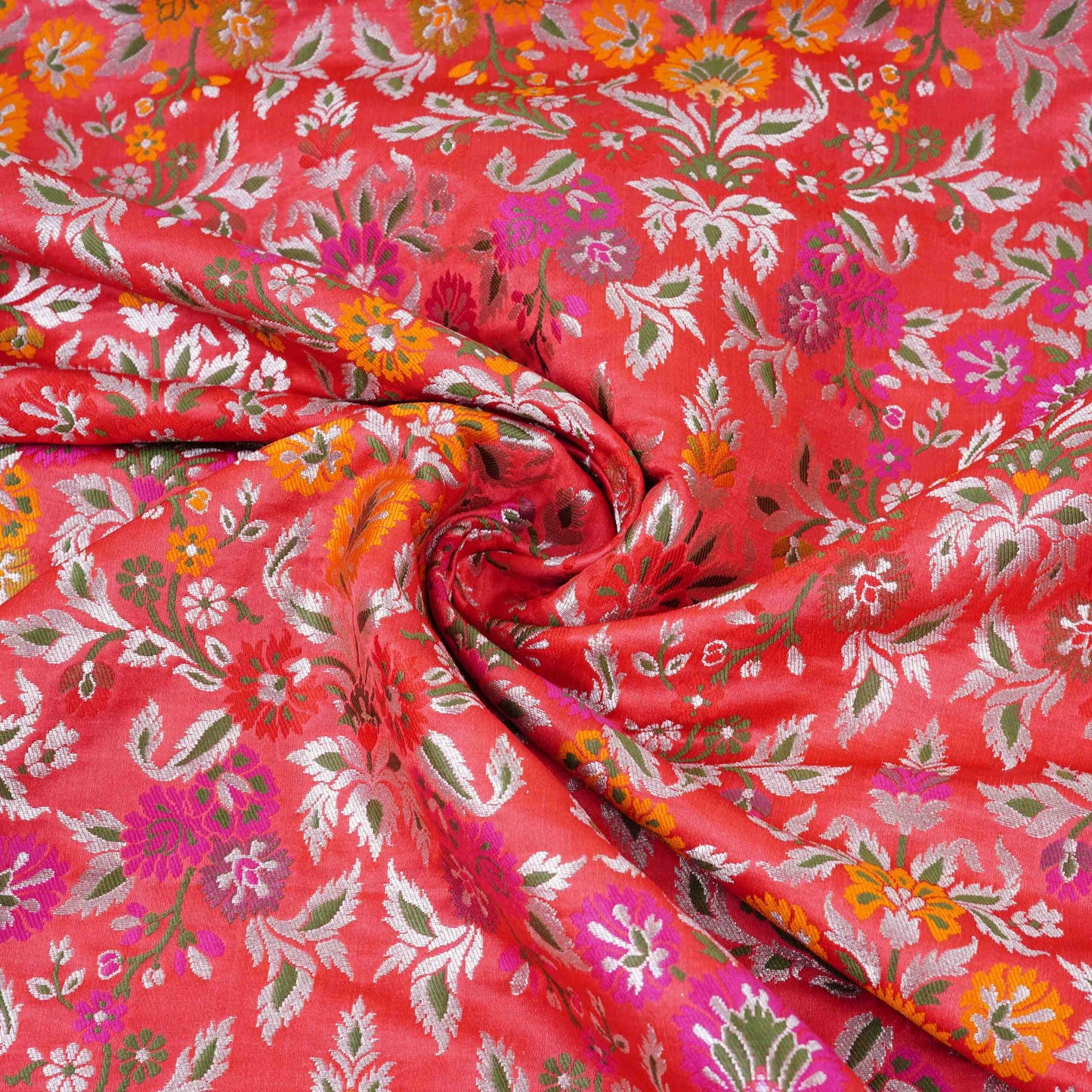 Red Kimkhab Brocade Fabric HMSS-32795