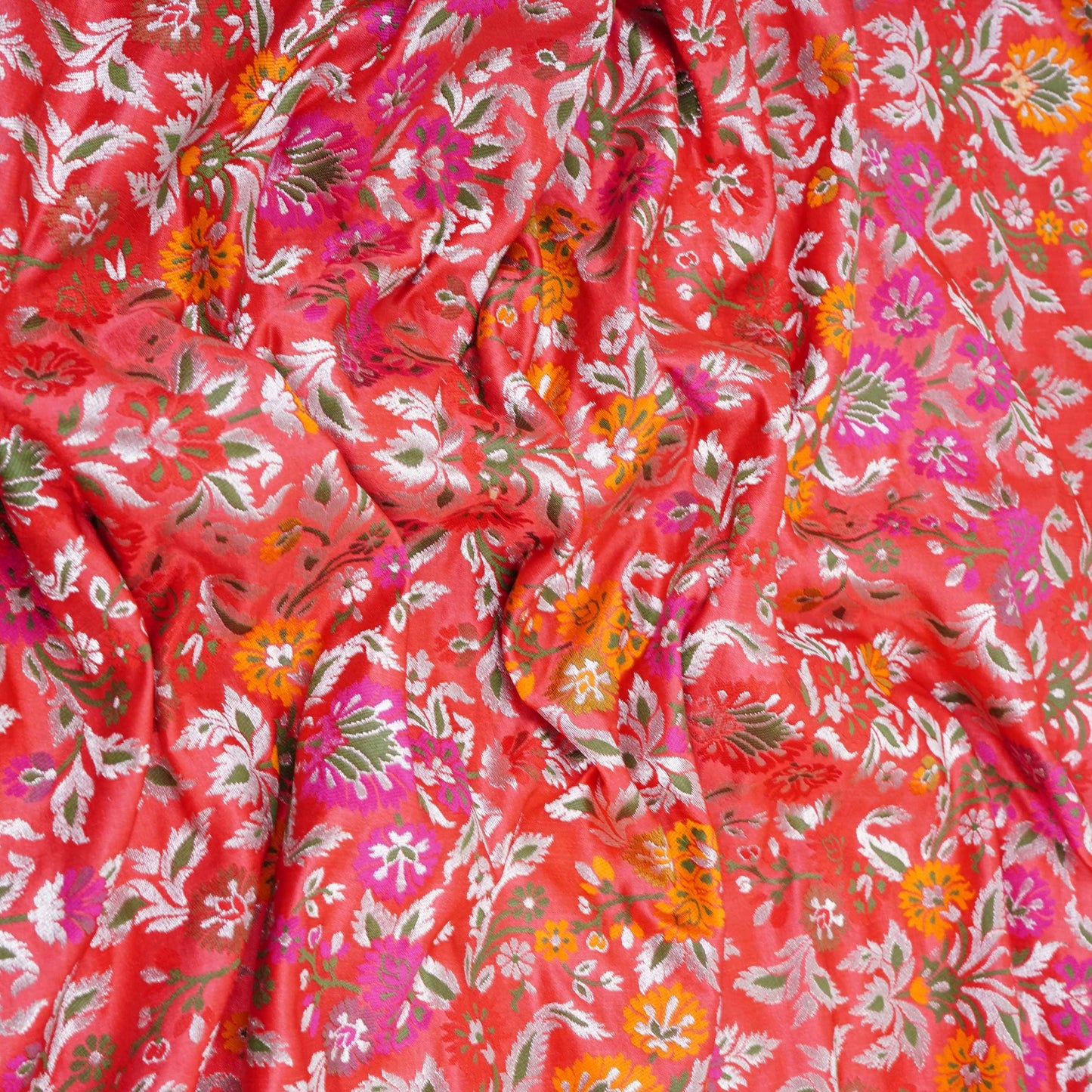 Red Kimkhab Brocade Fabric HMSS-32795