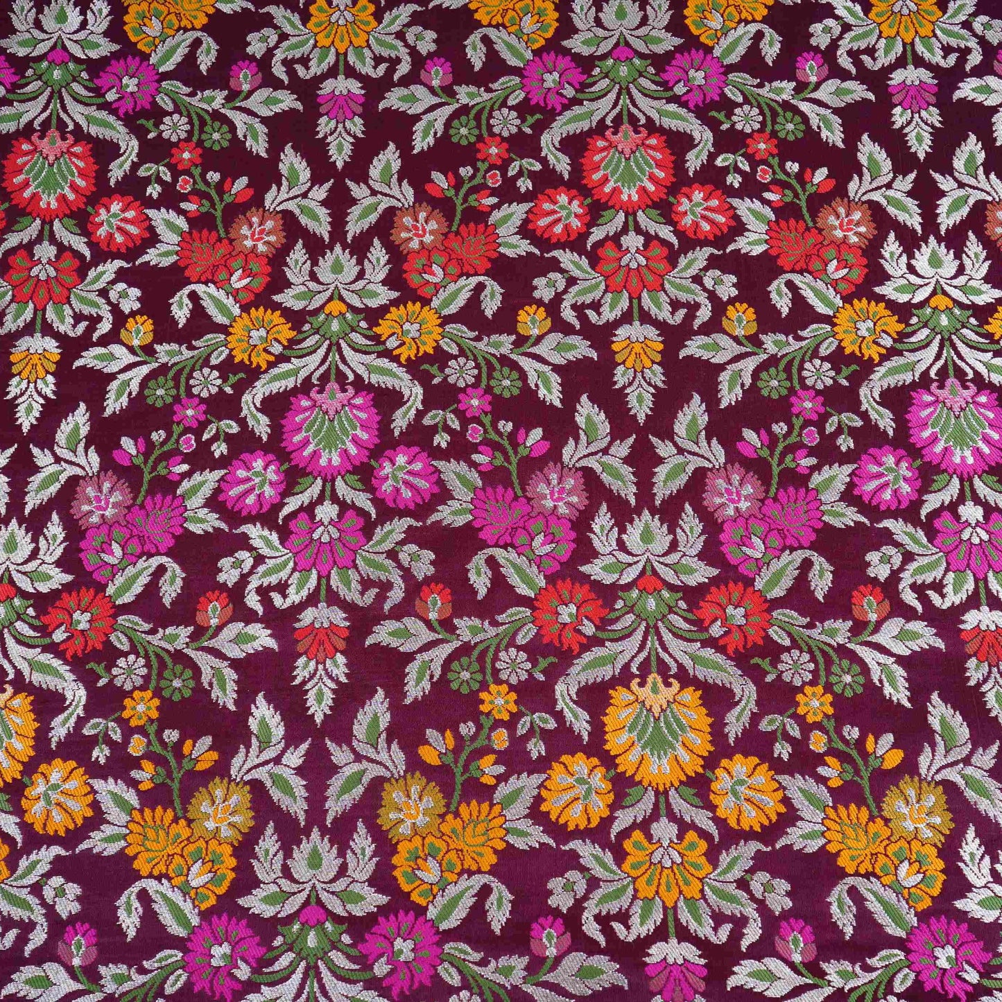 Wine Kimkhab Brocade Fabric HMSS-32784