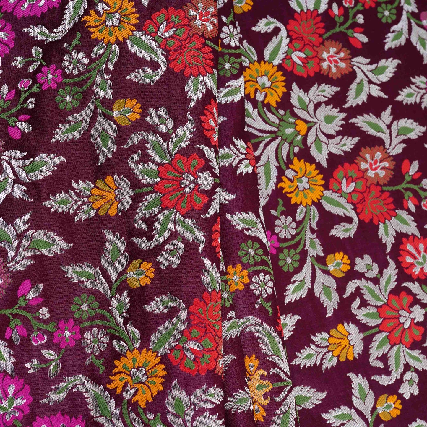 Wine Kimkhab Brocade Fabric HMSS-32784