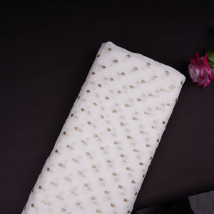 White Buti Dyeable Chinnon Fabric STF-30655 - TradeUNO