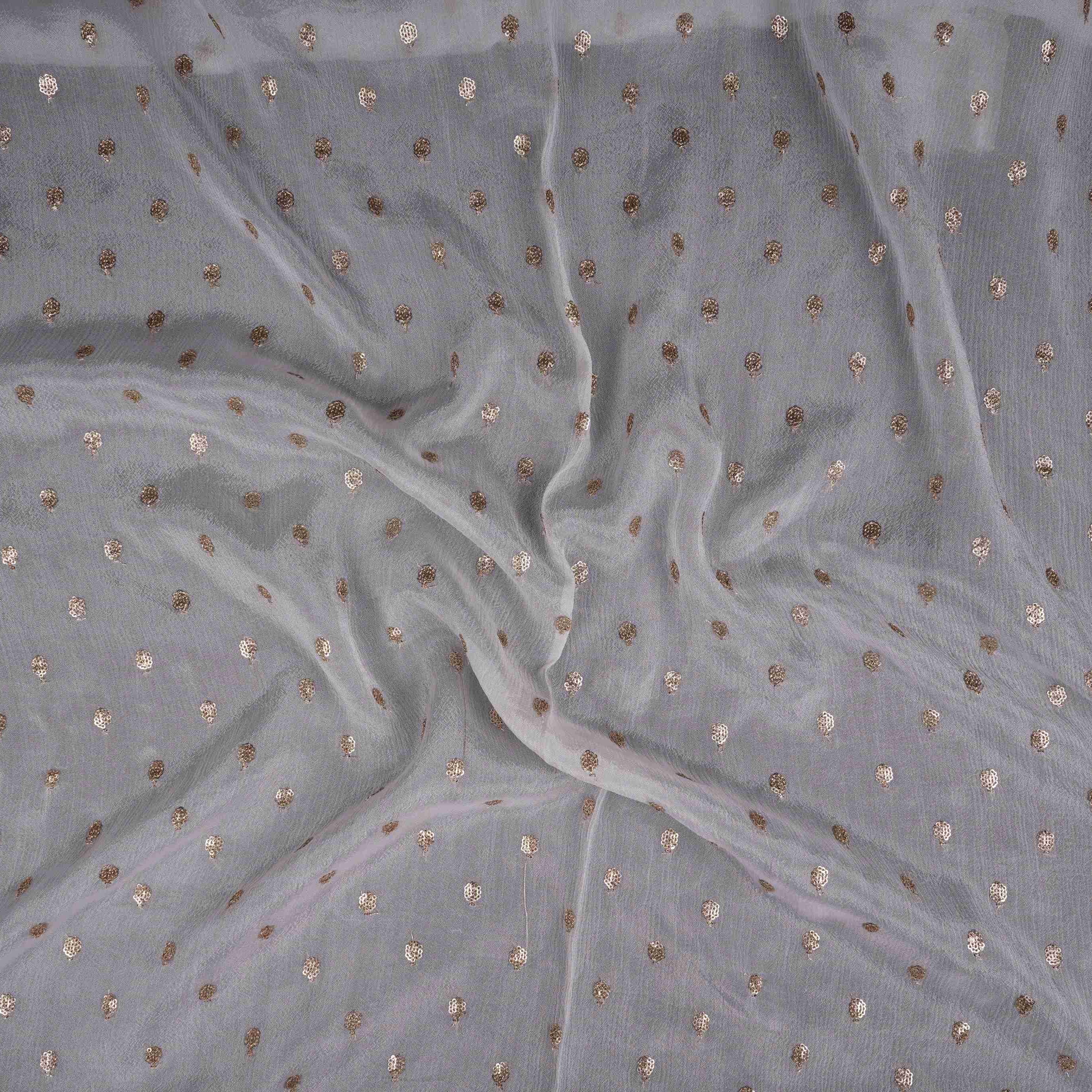 White Buti Dyeable Chinnon Fabric STF-30655 - TradeUNO