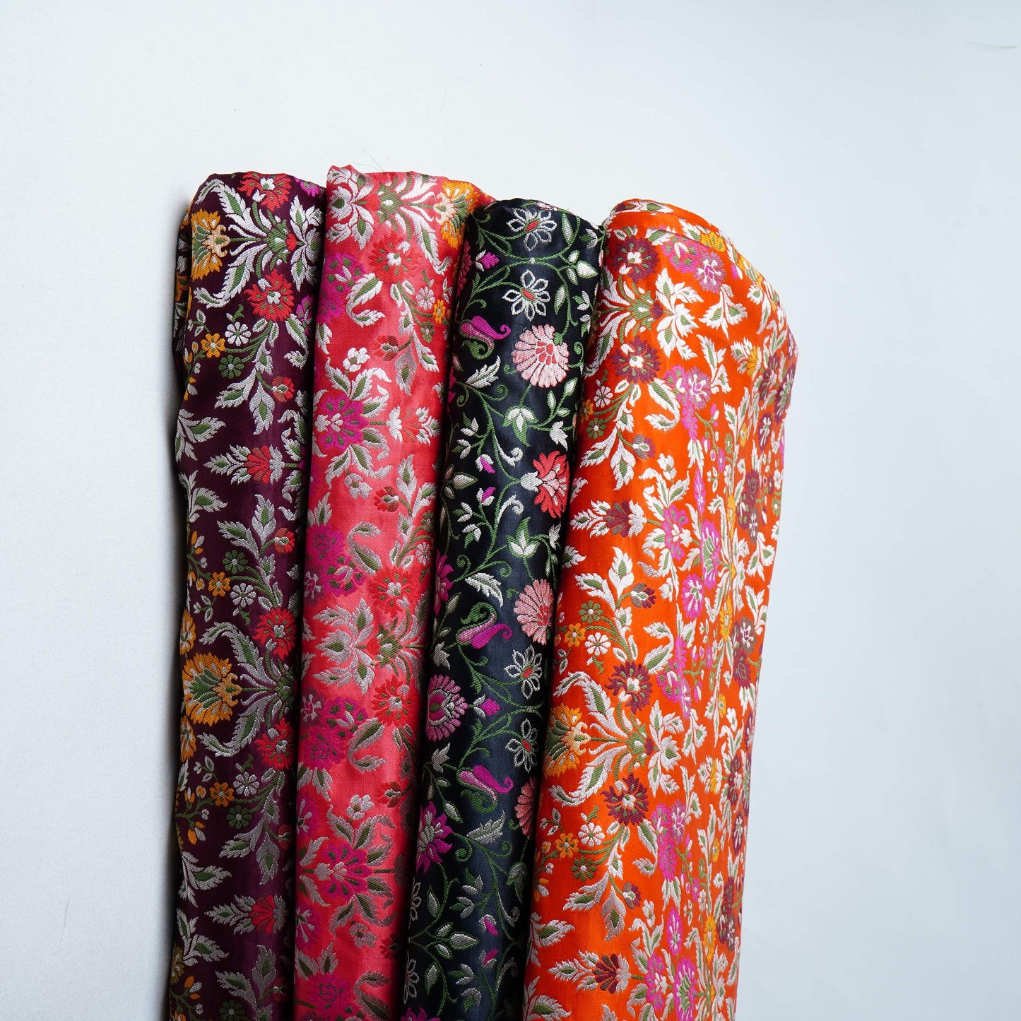 Black Kimkhab Brocade Fabric HMSS-32782