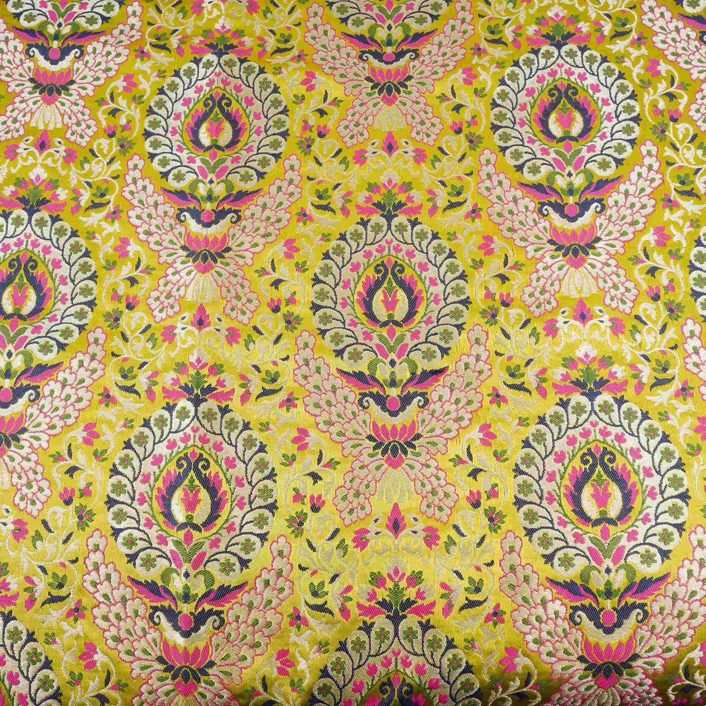 Olive Green Kimkhab Brocade Fabric HMSS-32800