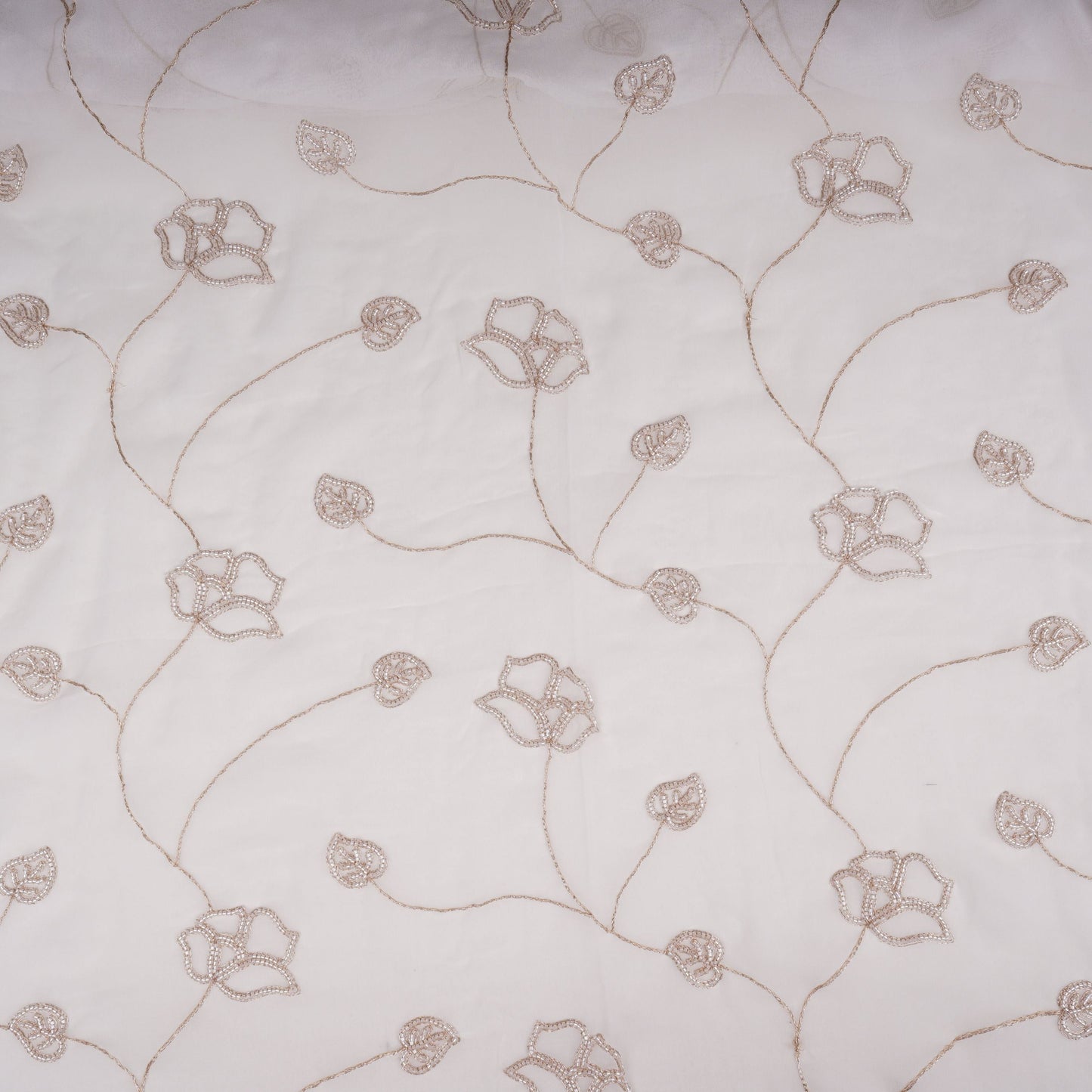 White Dyeable Swarovski embroidery Georgette Fabric SU-31032