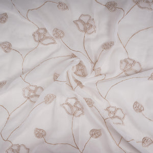 White Dyeable Swarovski embroidery Georgette Fabric SU-31032 - TradeUNO