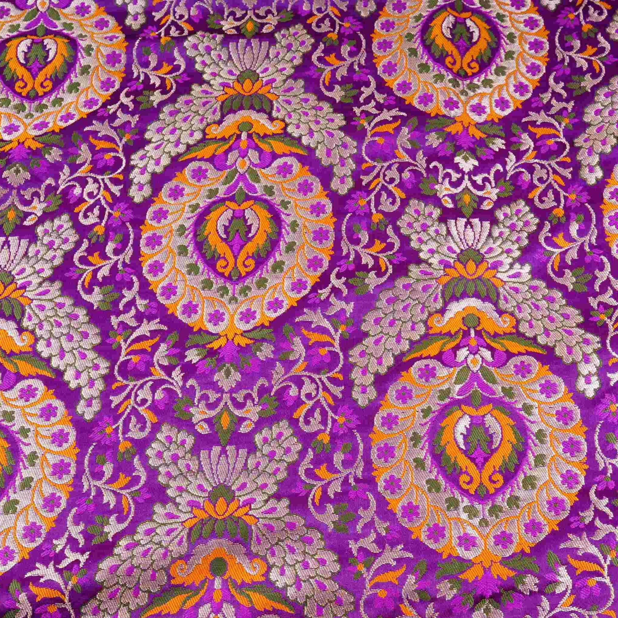 Purple Kimkhab Brocade Fabric HMSS-32799