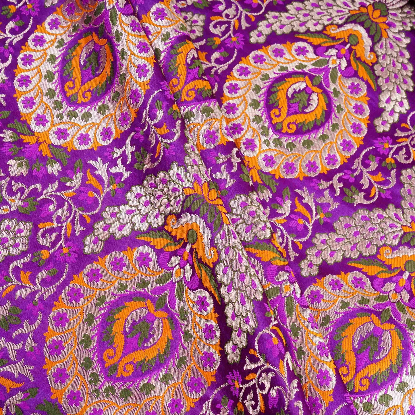 Purple Kimkhab Brocade Fabric HMSS-32799
