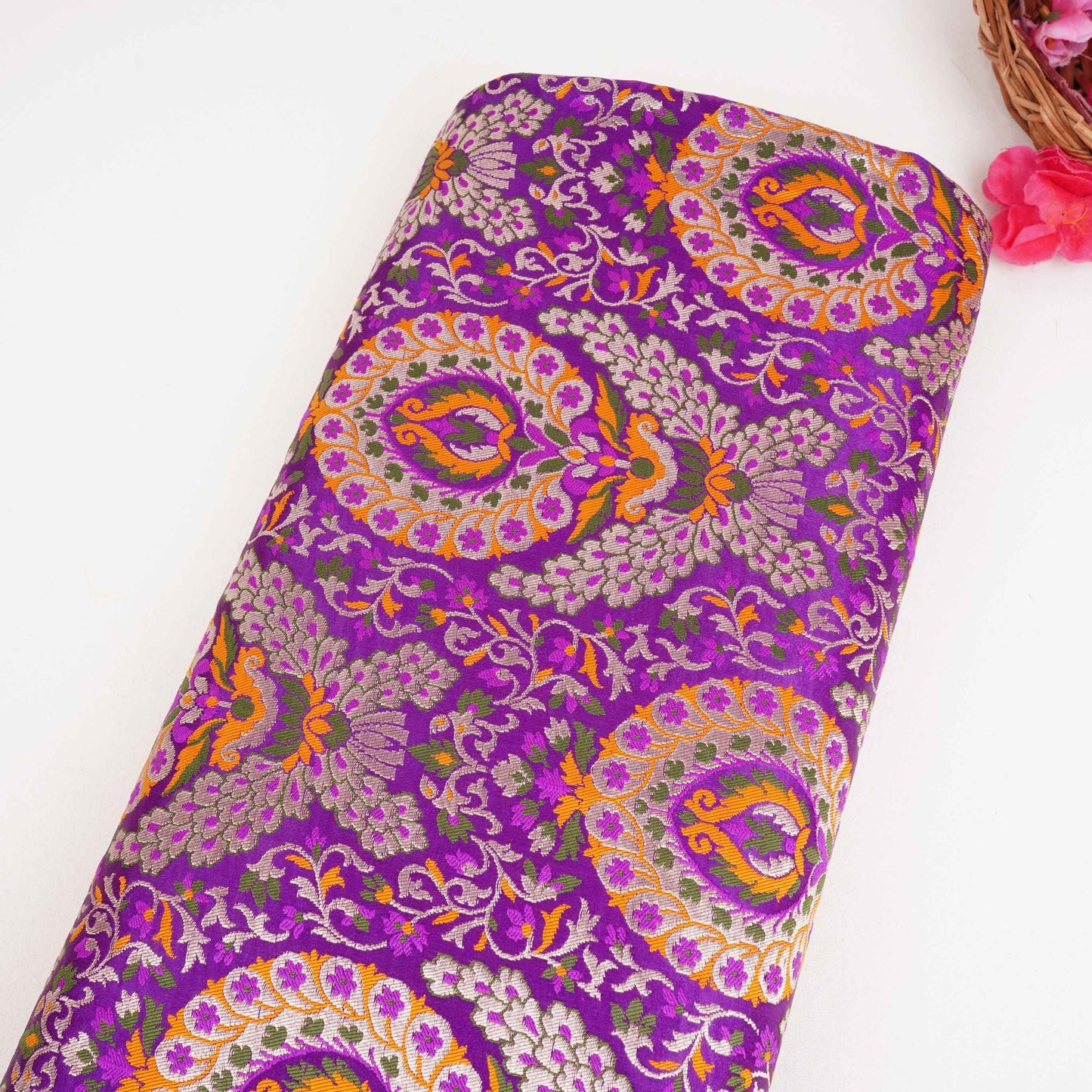 Purple Kimkhab Brocade Fabric HMSS-32799
